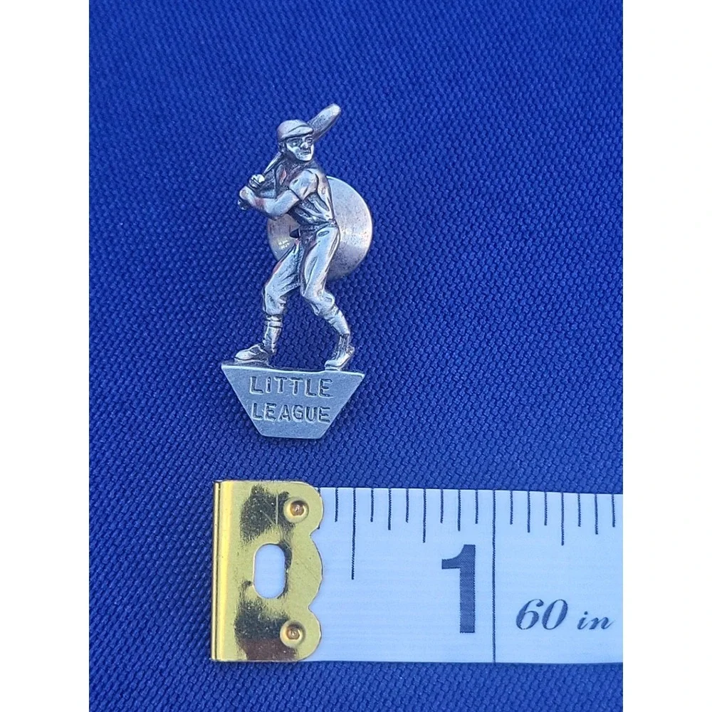 vintage little league baseball lapel‎ pin hat tie tack silver tone